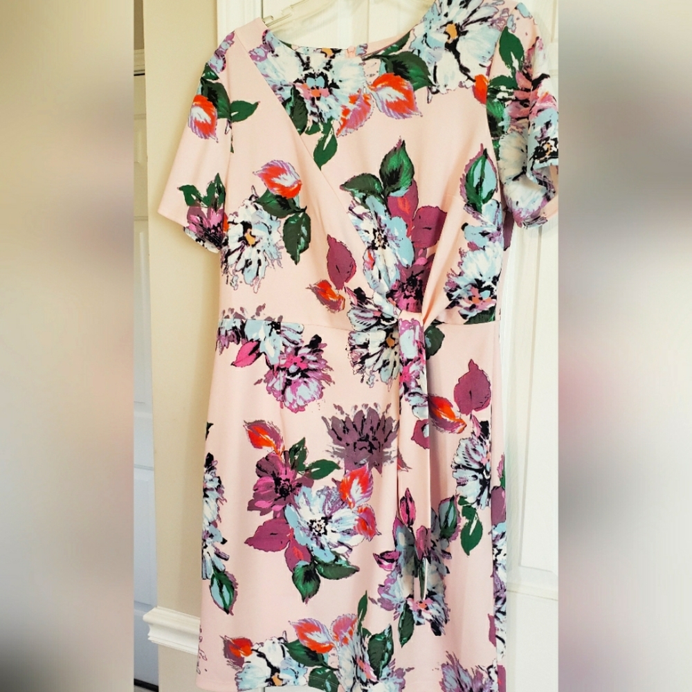 Pink and Orange Flutter Sleeve Midi Sundress for Wedding Guest
